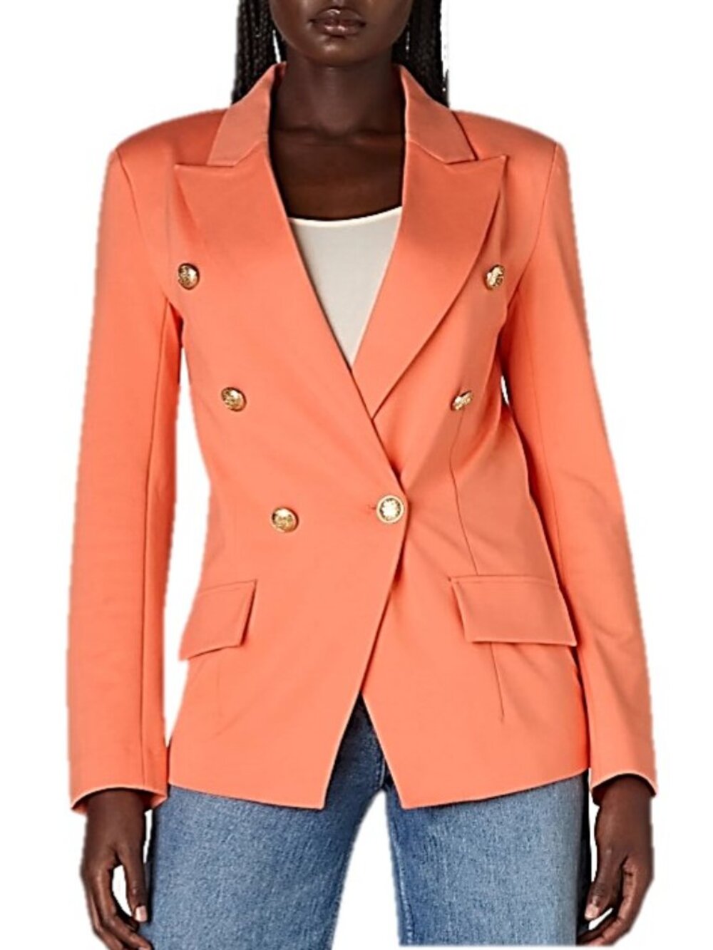 Attitude Unknown Women's Apricot Double Breasted Blazer